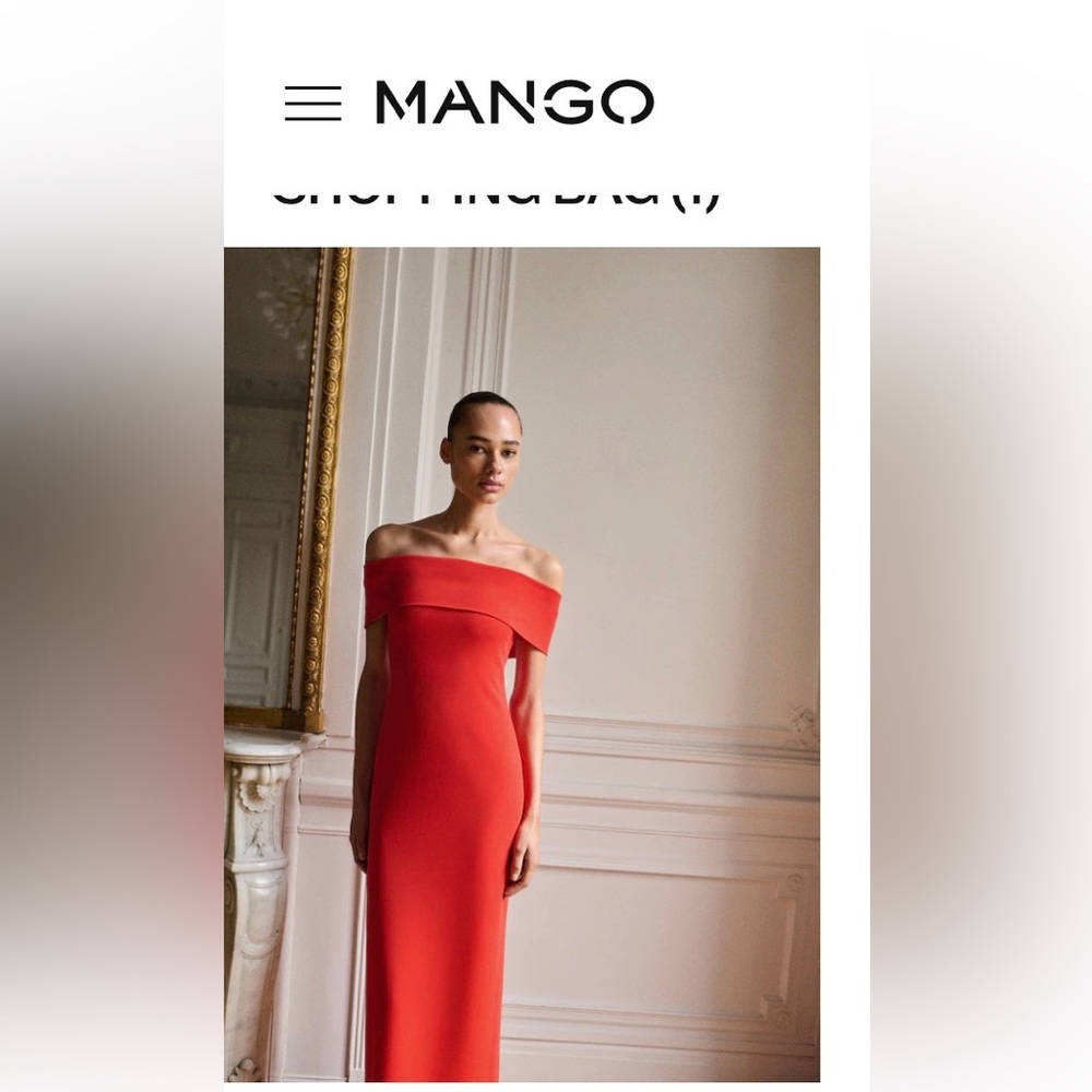 Mango Capsule Red Off-Shoulder Dress